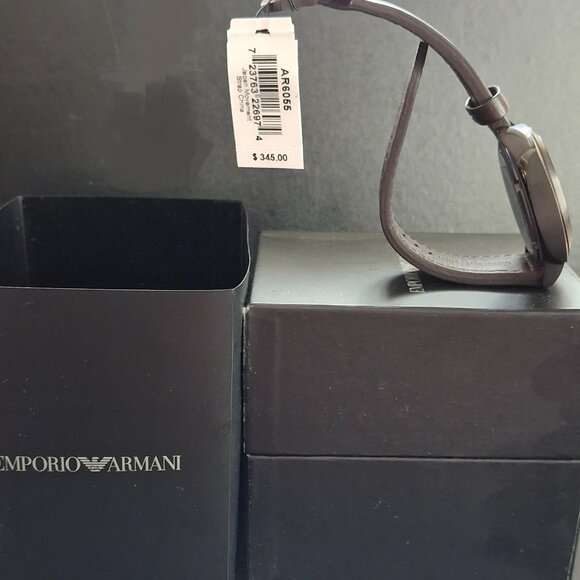 Vintage Emporio Armani Men's Sportivo AR6055 Gunmetal Leather Quartz Watch 46mm - Picture 6 of 7